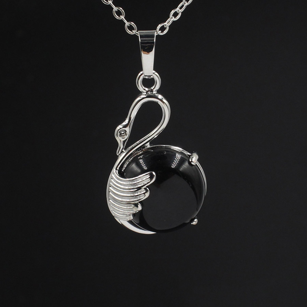 Women's Swan Necklace Silver Gemstone Crystal Pendant Jewelry for Girls