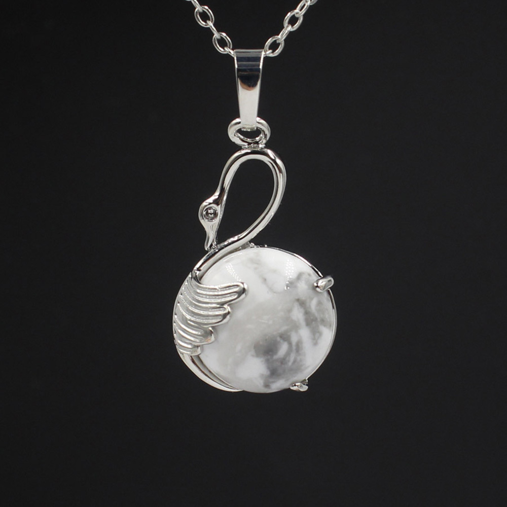 Women's Swan Necklace Silver Gemstone Crystal Pendant Jewelry for Girls