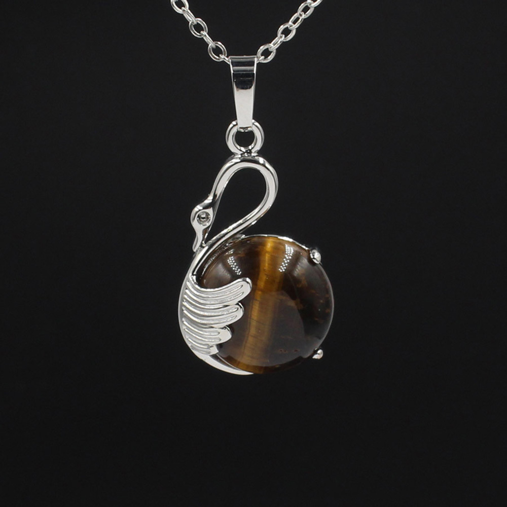 Women's Swan Necklace Silver Gemstone Crystal Pendant Jewelry for Girls