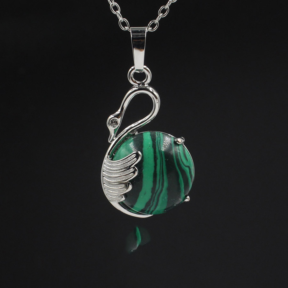 Women's Swan Necklace Silver Gemstone Crystal Pendant Jewelry for Girls