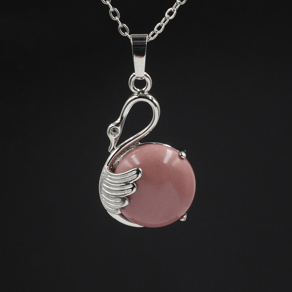 Women's Swan Necklace Silver Gemstone Crystal Pendant Jewelry for Girls