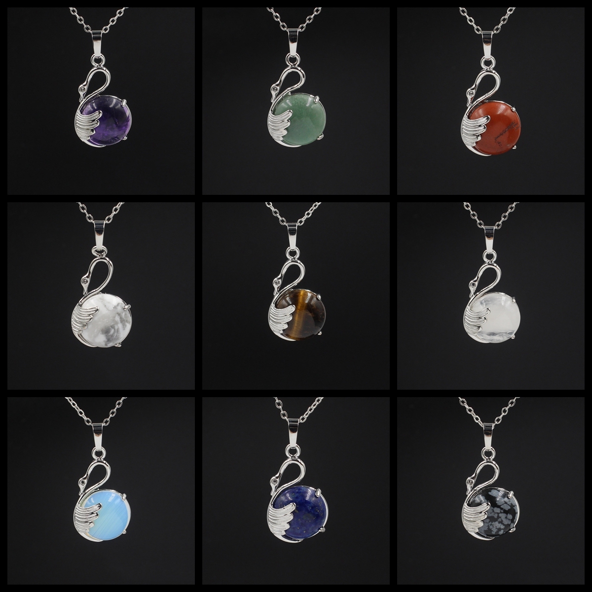Women's Swan Necklace Silver Gemstone Crystal Pendant Jewelry for Girls