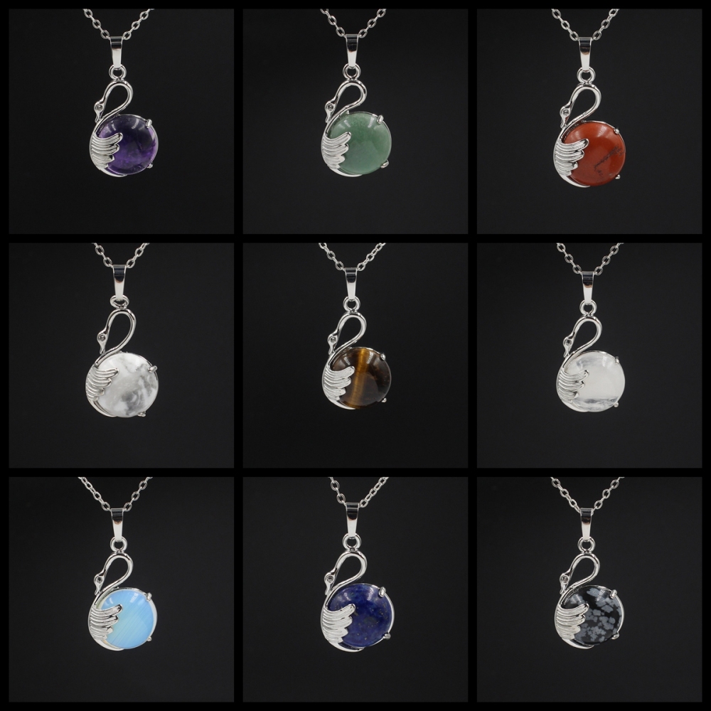 Women's Swan Necklace Silver Gemstone Crystal Pendant Jewelry for Girls