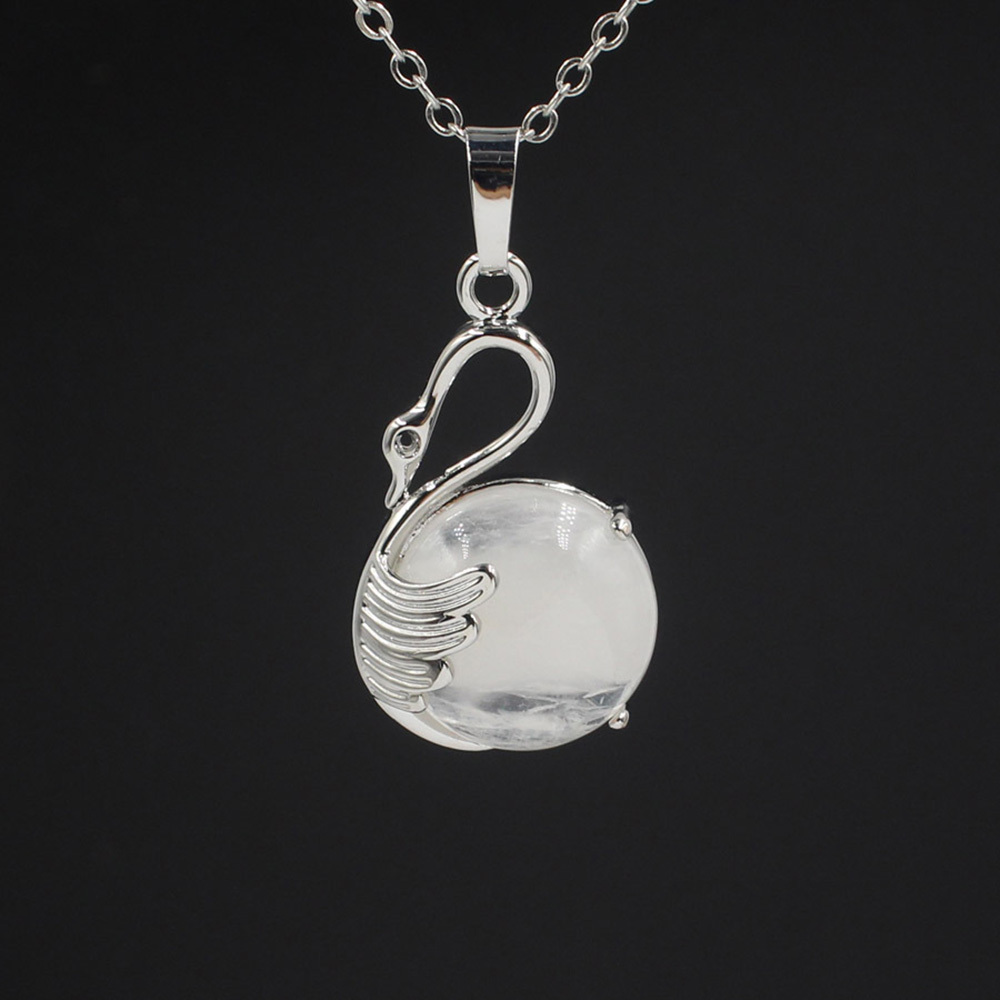 Women's Swan Necklace Silver Gemstone Crystal Pendant Jewelry for Girls