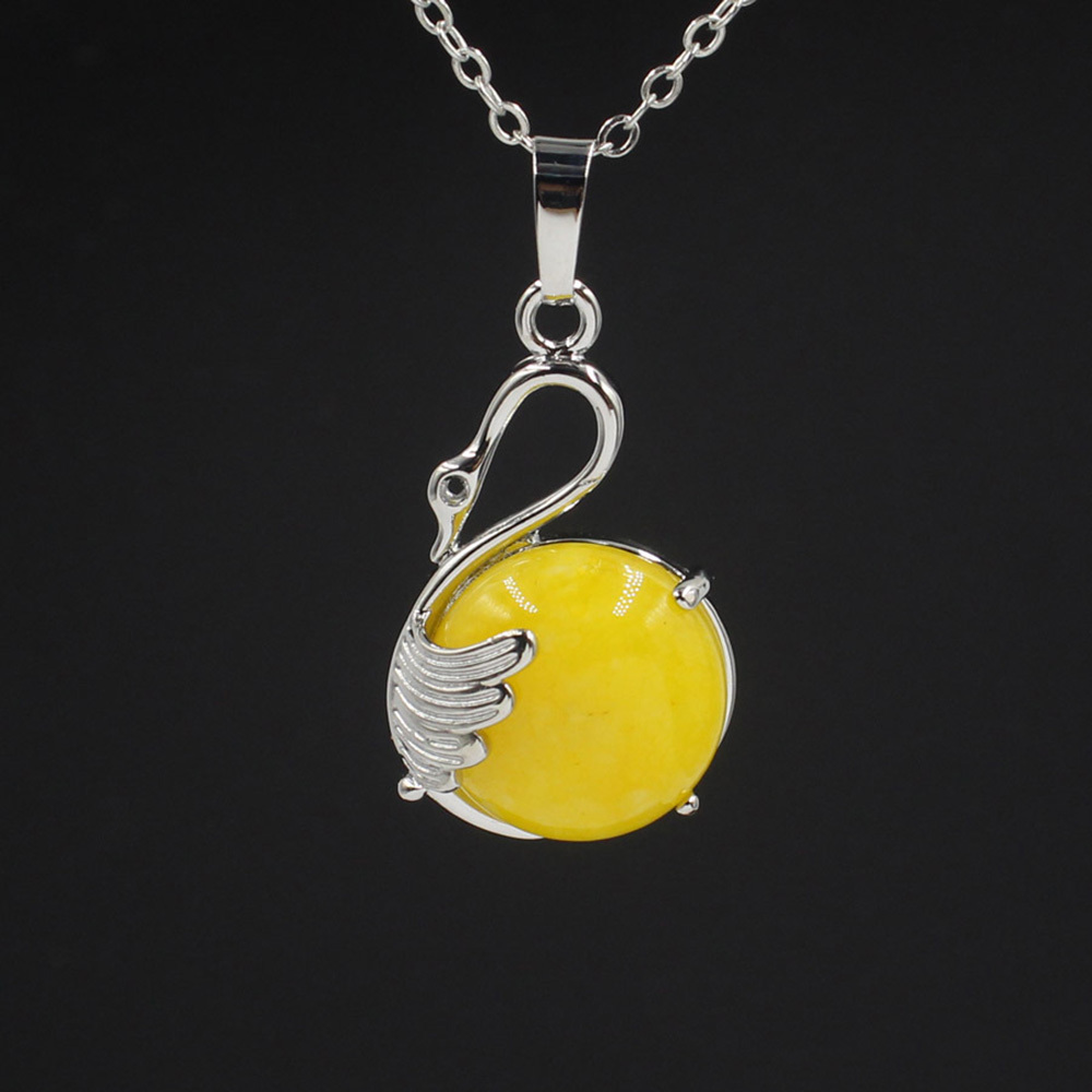 Women's Swan Necklace Silver Gemstone Crystal Pendant Jewelry for Girls