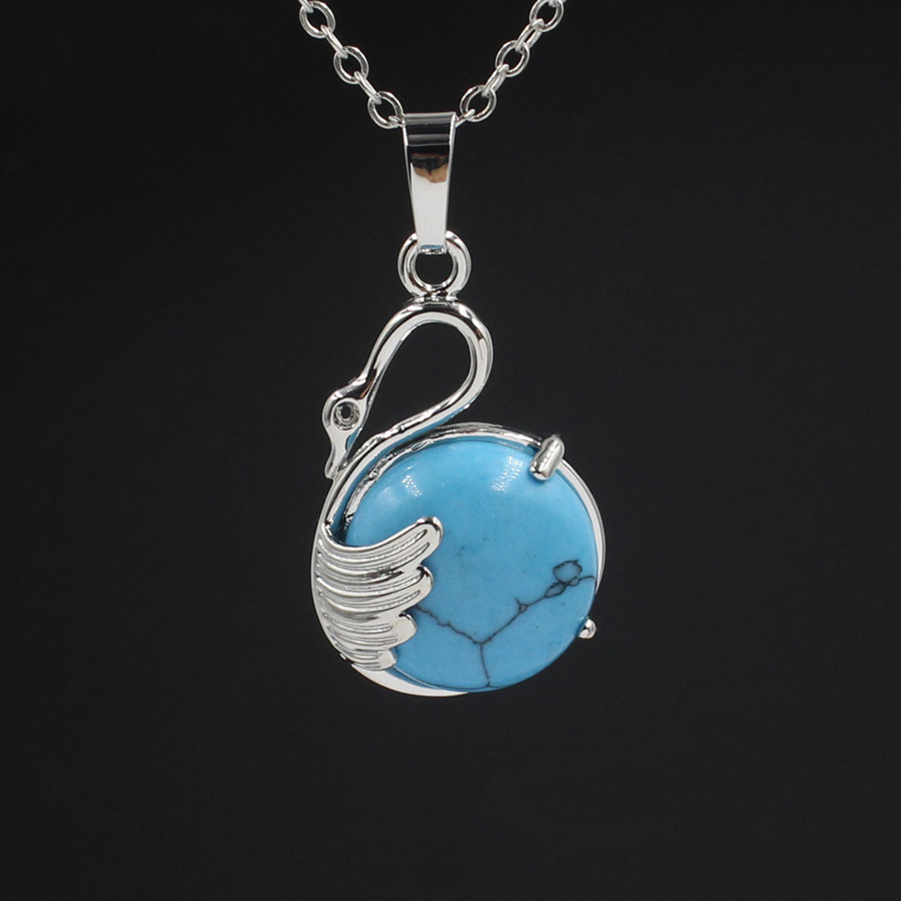 Women's Swan Necklace Silver Gemstone Crystal Pendant Jewelry for Girls