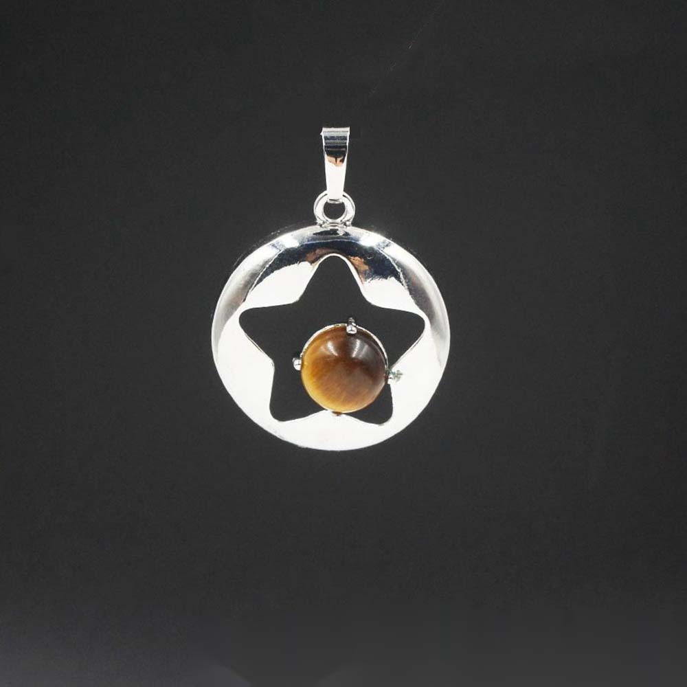 Silver Star Pendant Necklace for Women Girl Birthstone Crystal Chakra Yoga Jewelry Available in Various Colored Stones