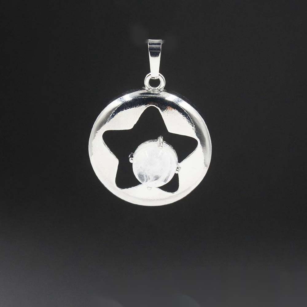 Silver Star Pendant Necklace for Women Girl Birthstone Crystal Chakra Yoga Jewelry Available in Various Colored Stones