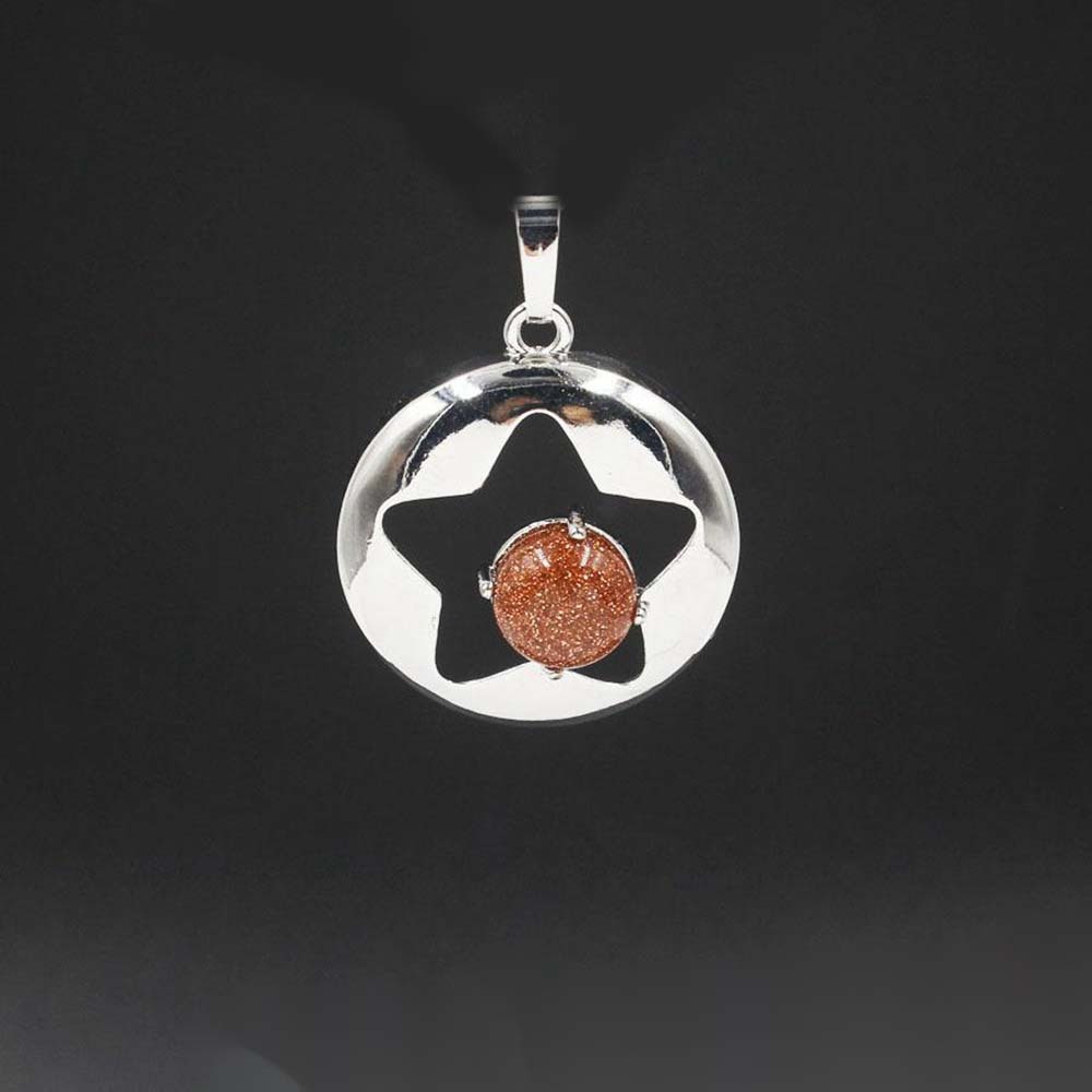 Silver Star Pendant Necklace for Women Girl Birthstone Crystal Chakra Yoga Jewelry Available in Various Colored Stones