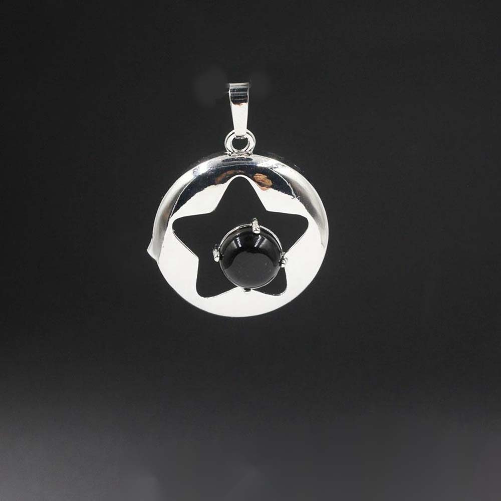 Silver Star Pendant Necklace for Women Girl Birthstone Crystal Chakra Yoga Jewelry Available in Various Colored Stones