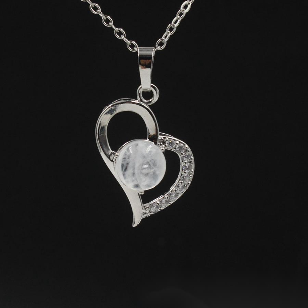 Infinity Love Heart Pendant Necklace for Women Girl Birthstone Crystal Chakra Yoga Jewelry Available in Various Colored Stones