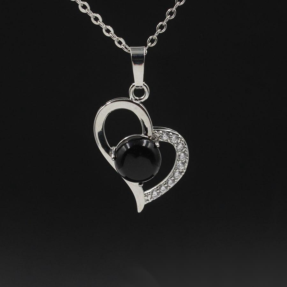 Infinity Love Heart Pendant Necklace for Women Girl Birthstone Crystal Chakra Yoga Jewelry Available in Various Colored Stones