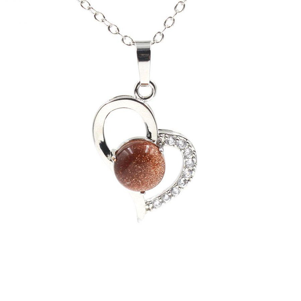 Infinity Love Heart Pendant Necklace for Women Girl Birthstone Crystal Chakra Yoga Jewelry Available in Various Colored Stones