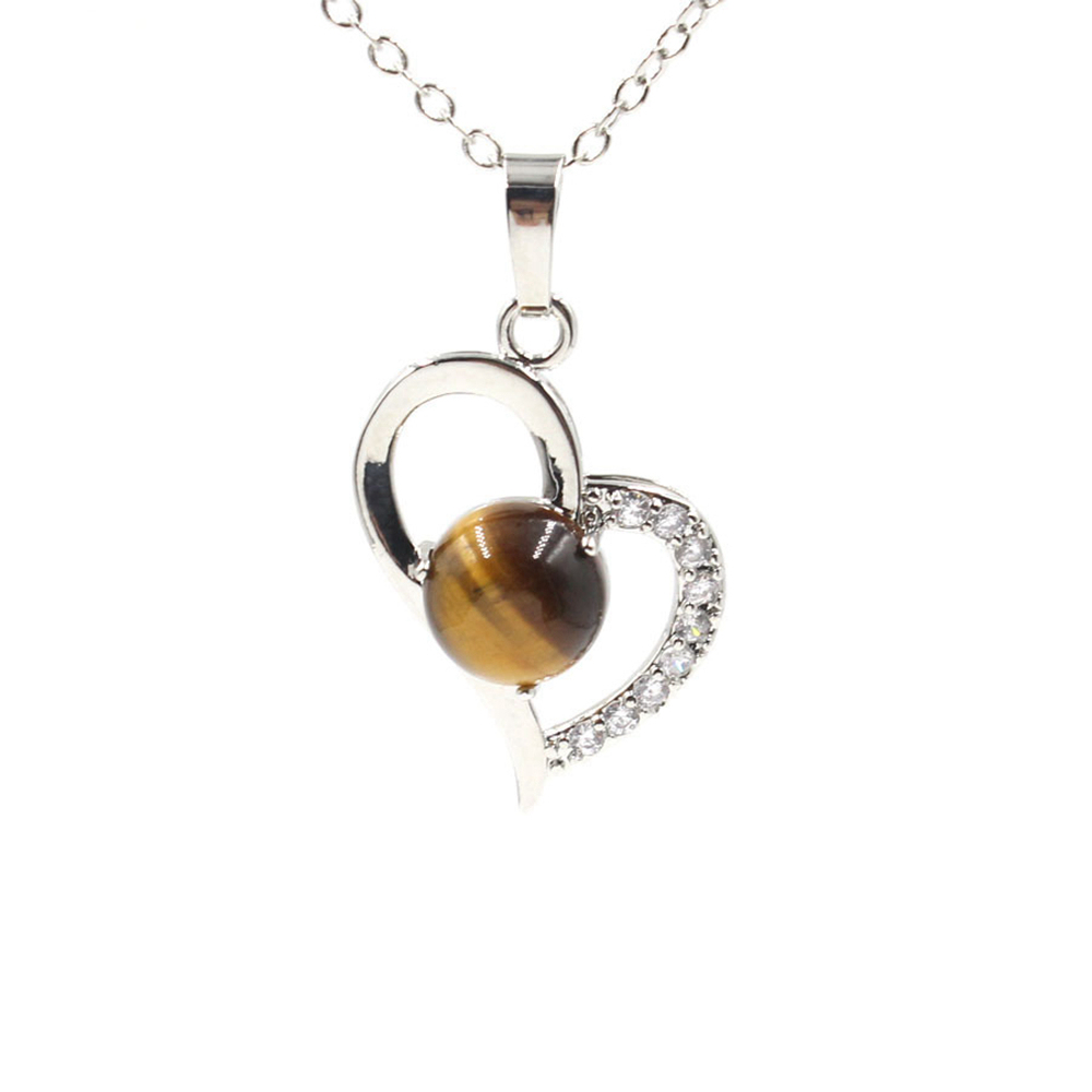 Infinity Love Heart Pendant Necklace for Women Girl Birthstone Crystal Chakra Yoga Jewelry Available in Various Colored Stones