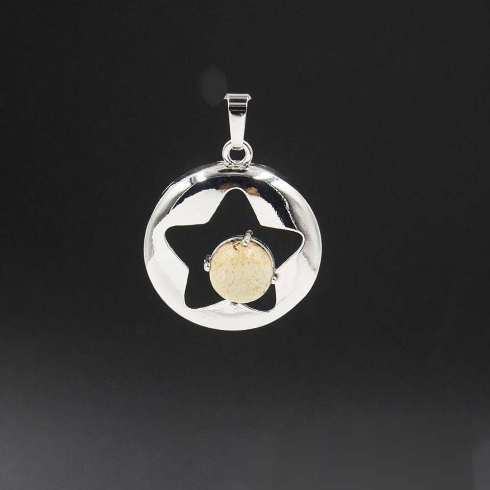 Silver Star Pendant Necklace for Women Girl Birthstone Crystal Chakra Yoga Jewelry Available in Various Colored Stones