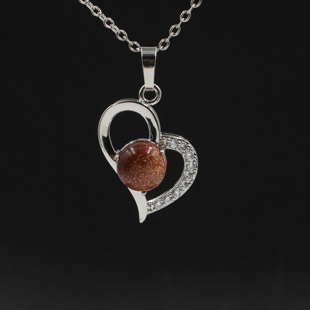 Infinity Love Heart Pendant Necklace for Women Girl Birthstone Crystal Chakra Yoga Jewelry Available in Various Colored Stones