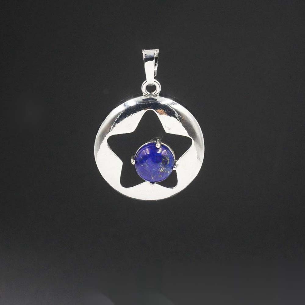 Silver Star Pendant Necklace for Women Girl Birthstone Crystal Chakra Yoga Jewelry Available in Various Colored Stones