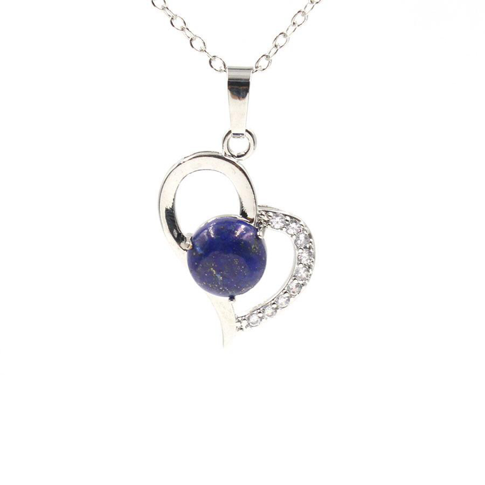 Infinity Love Heart Pendant Necklace for Women Girl Birthstone Crystal Chakra Yoga Jewelry Available in Various Colored Stones