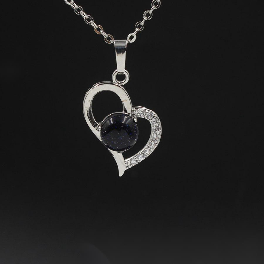 Infinity Love Heart Pendant Necklace for Women Girl Birthstone Crystal Chakra Yoga Jewelry Available in Various Colored Stones