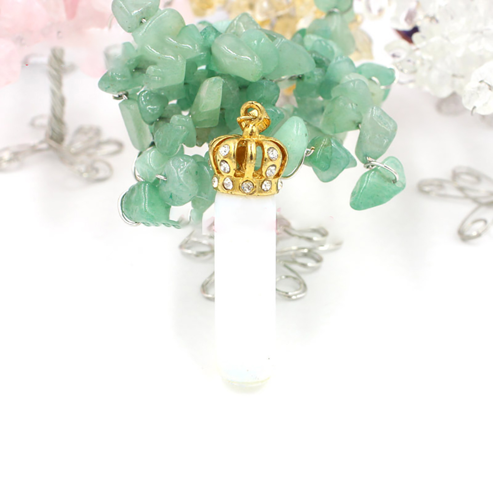 Natural Crystal Cylinder Point  Gold Crown Pendant  Necklace