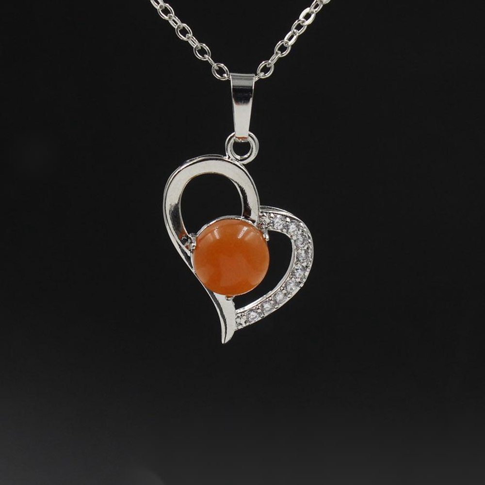 Infinity Love Heart Pendant Necklace for Women Girl Birthstone Crystal Chakra Yoga Jewelry Available in Various Colored Stones