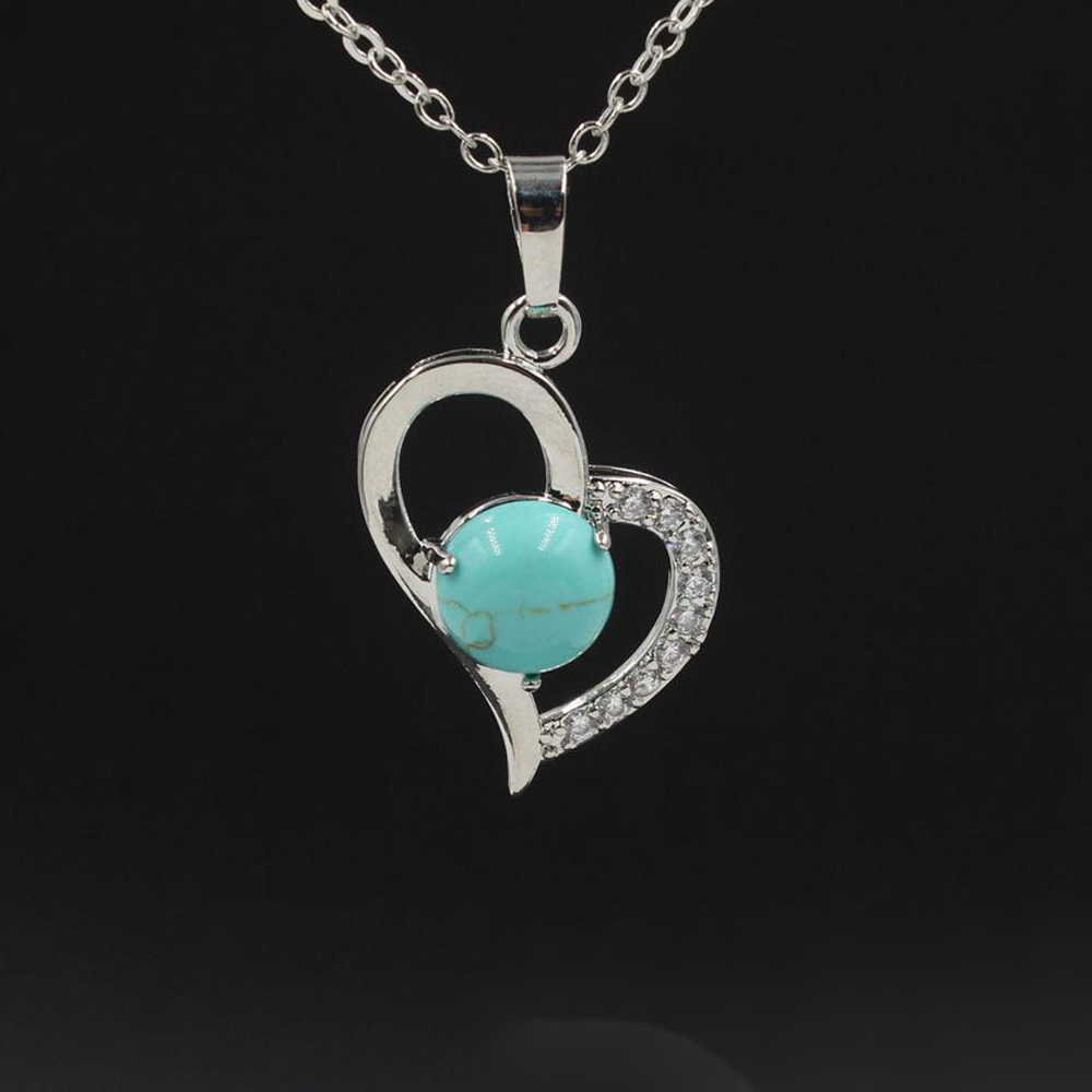 Infinity Love Heart Pendant Necklace for Women Girl Birthstone Crystal Chakra Yoga Jewelry Available in Various Colored Stones