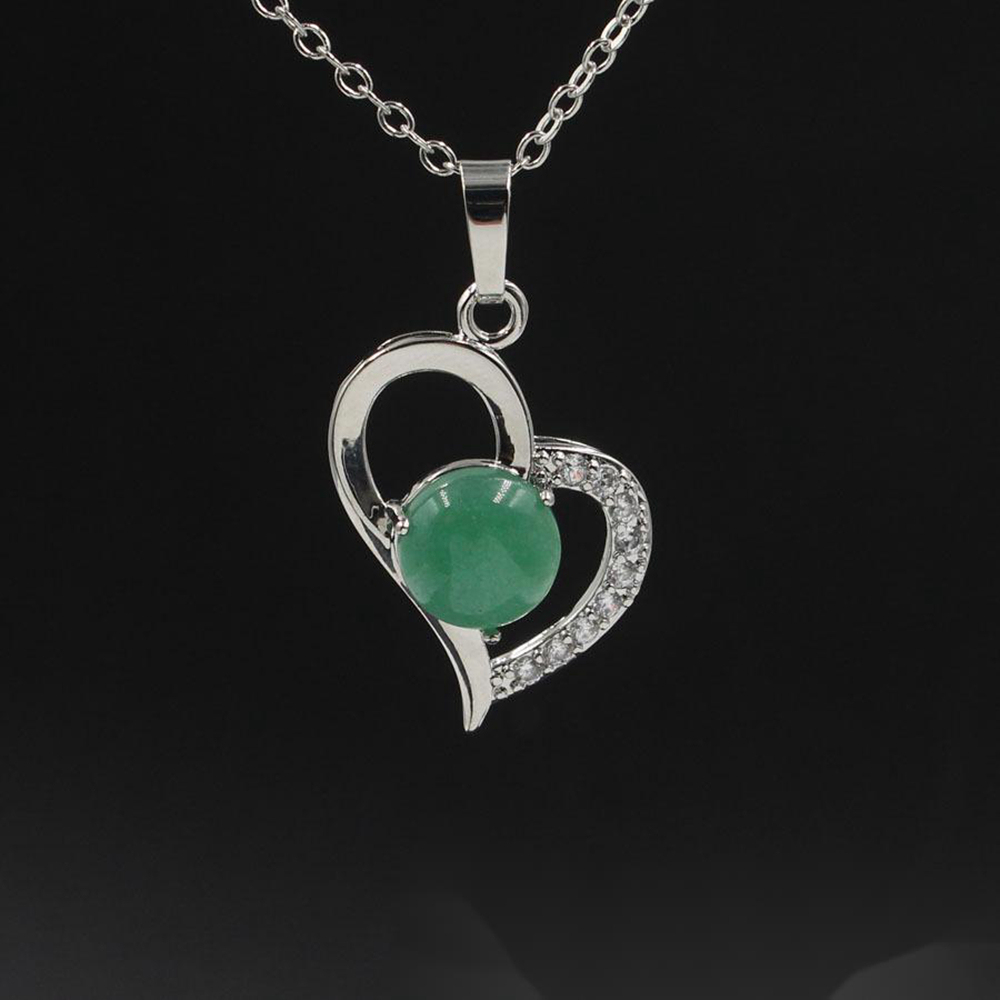 Infinity Love Heart Pendant Necklace for Women Girl Birthstone Crystal Chakra Yoga Jewelry Available in Various Colored Stones