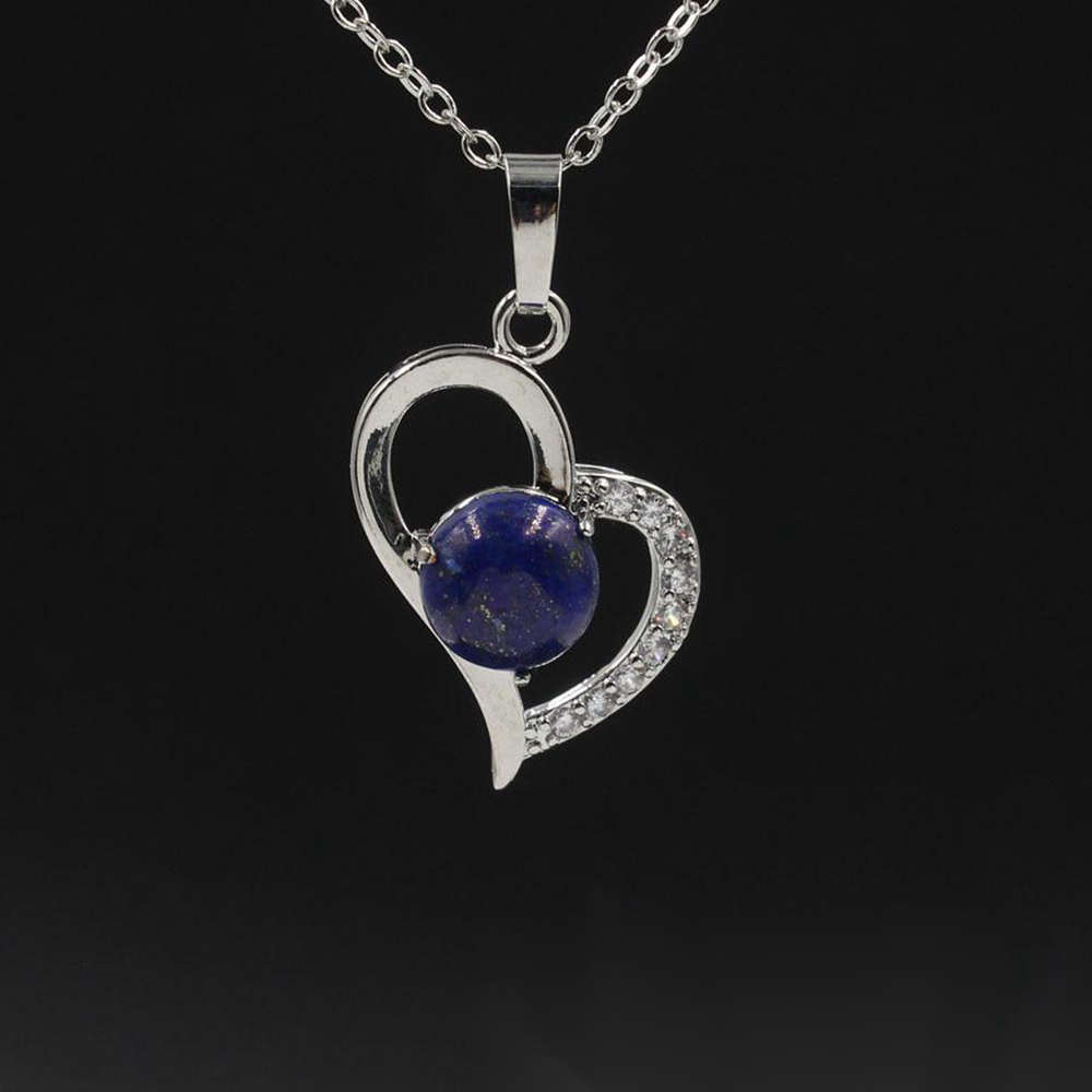 Infinity Love Heart Pendant Necklace for Women Girl Birthstone Crystal Chakra Yoga Jewelry Available in Various Colored Stones