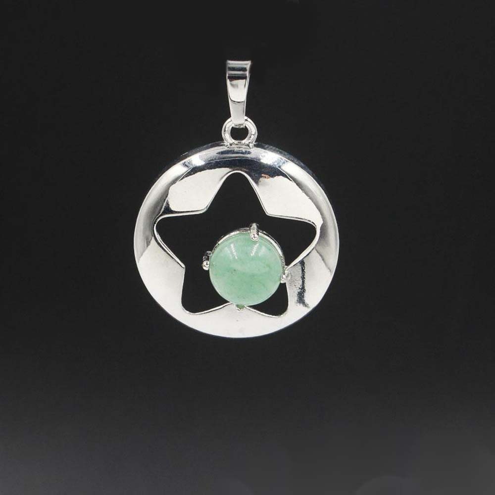 Silver Star Pendant Necklace for Women Girl Birthstone Crystal Chakra Yoga Jewelry Available in Various Colored Stones