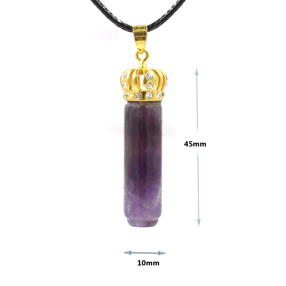 Natural Crystal Cylinder Point  Gold Crown Pendant  Necklace