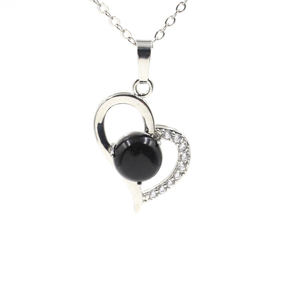 Infinity Love Heart Pendant Necklace for Women Girl Birthstone Crystal Chakra Yoga Jewelry Available in Various Colored Stones