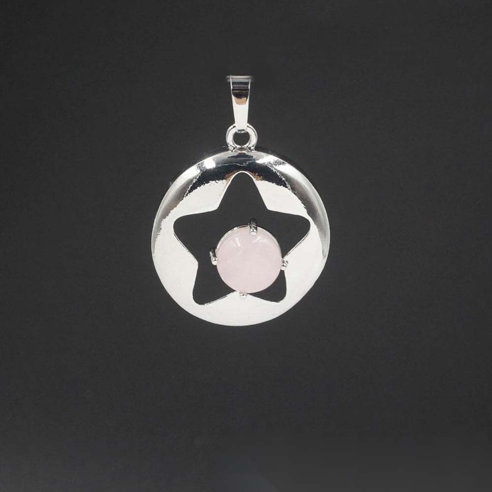 Silver Star Pendant Necklace for Women Girl Birthstone Crystal Chakra Yoga Jewelry Available in Various Colored Stones