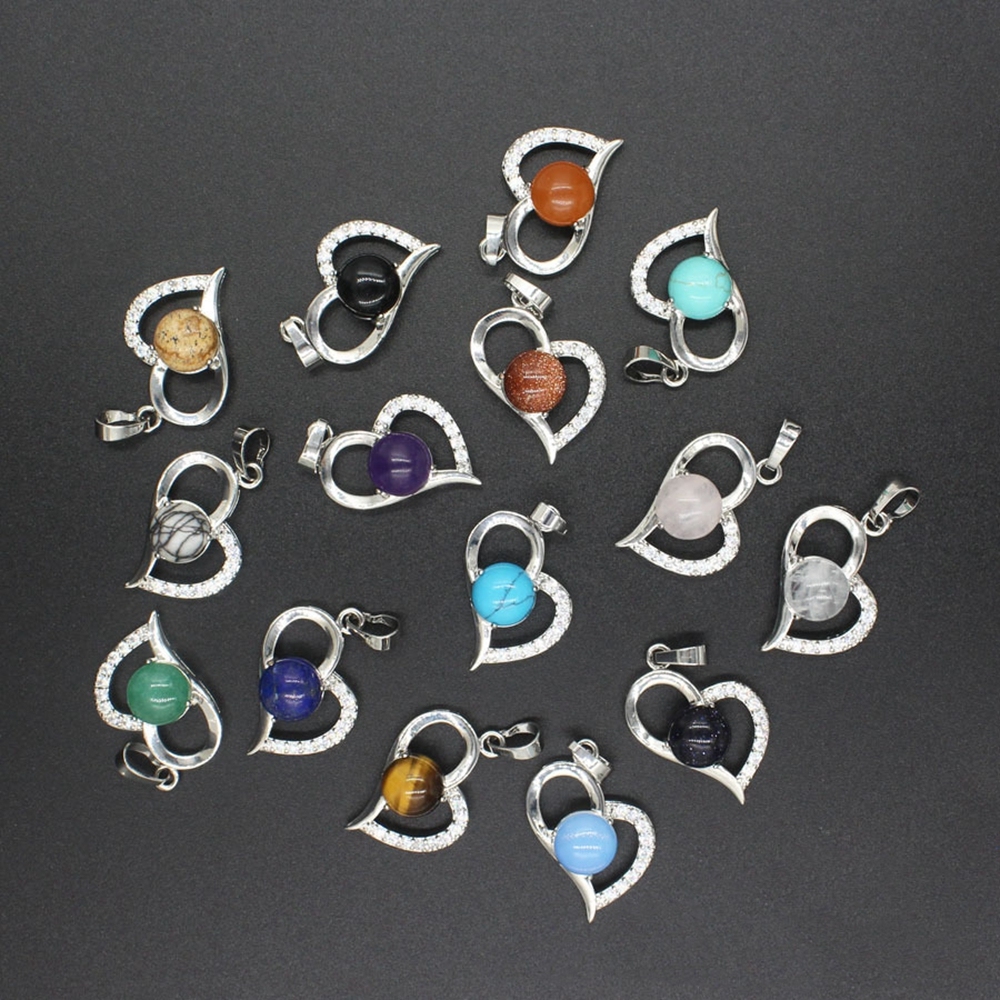 Infinity Love Heart Pendant Necklace for Women Girl Birthstone Crystal Chakra Yoga Jewelry Available in Various Colored Stones