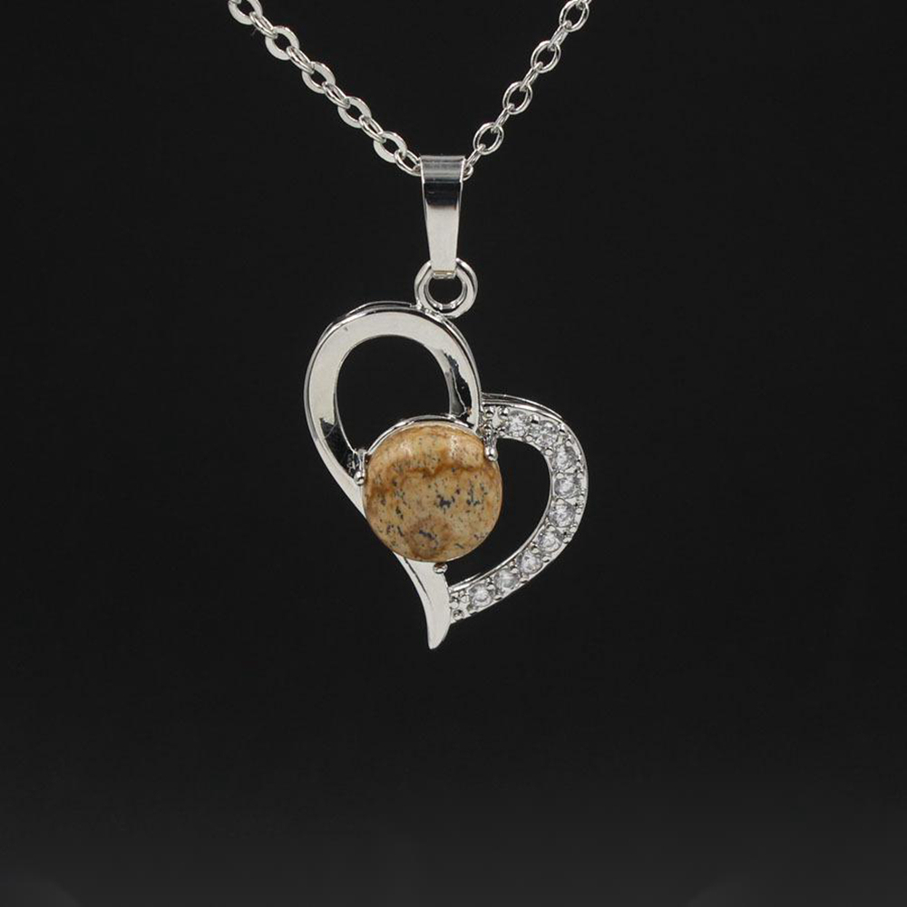 Infinity Love Heart Pendant Necklace for Women Girl Birthstone Crystal Chakra Yoga Jewelry Available in Various Colored Stones