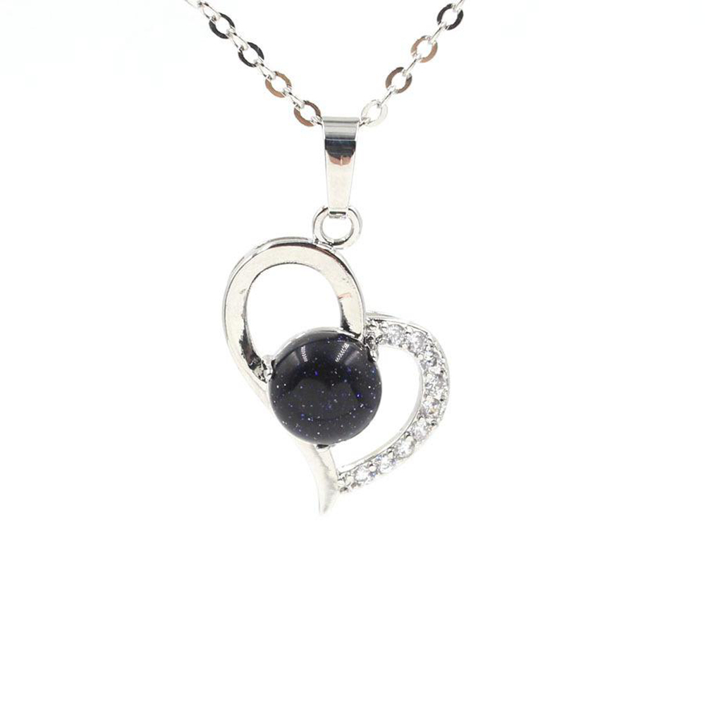 Infinity Love Heart Pendant Necklace for Women Girl Birthstone Crystal Chakra Yoga Jewelry Available in Various Colored Stones