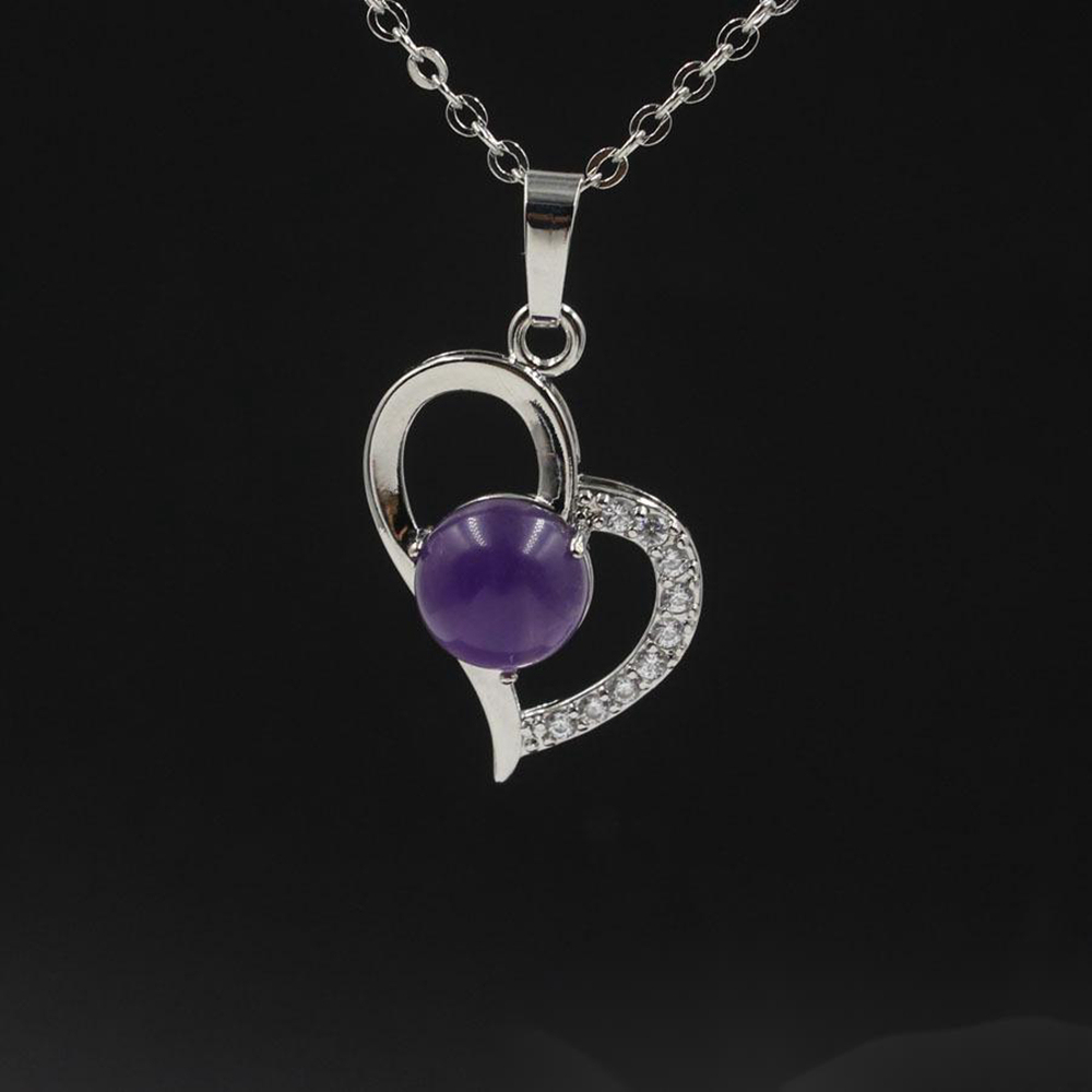 Infinity Love Heart Pendant Necklace for Women Girl Birthstone Crystal Chakra Yoga Jewelry Available in Various Colored Stones