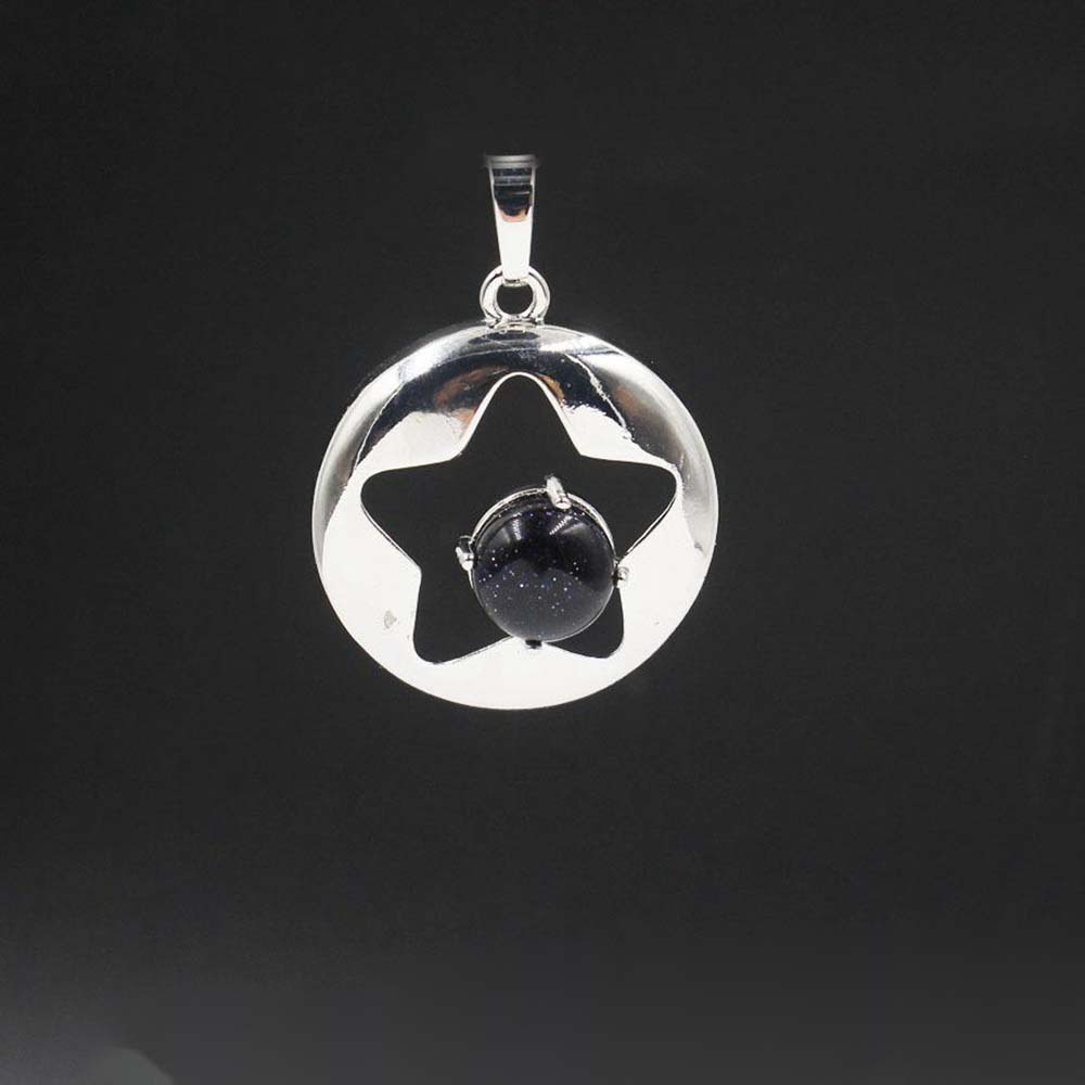 Silver Star Pendant Necklace for Women Girl Birthstone Crystal Chakra Yoga Jewelry Available in Various Colored Stones