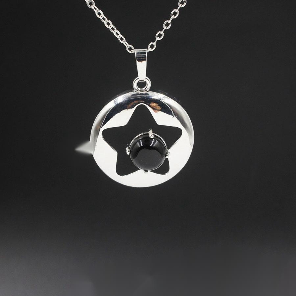 Silver Star Pendant Necklace for Women Girl Birthstone Crystal Chakra Yoga Jewelry Available in Various Colored Stones
