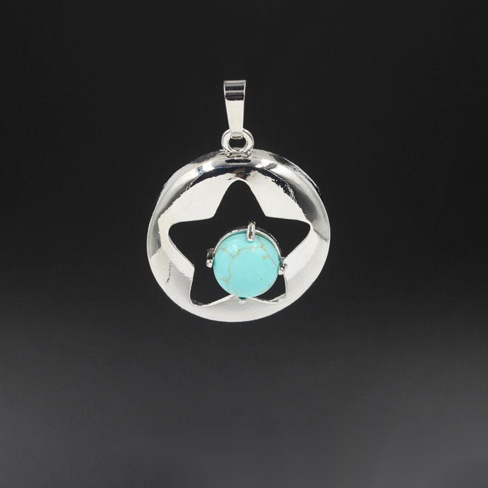Silver Star Pendant Necklace for Women Girl Birthstone Crystal Chakra Yoga Jewelry Available in Various Colored Stones