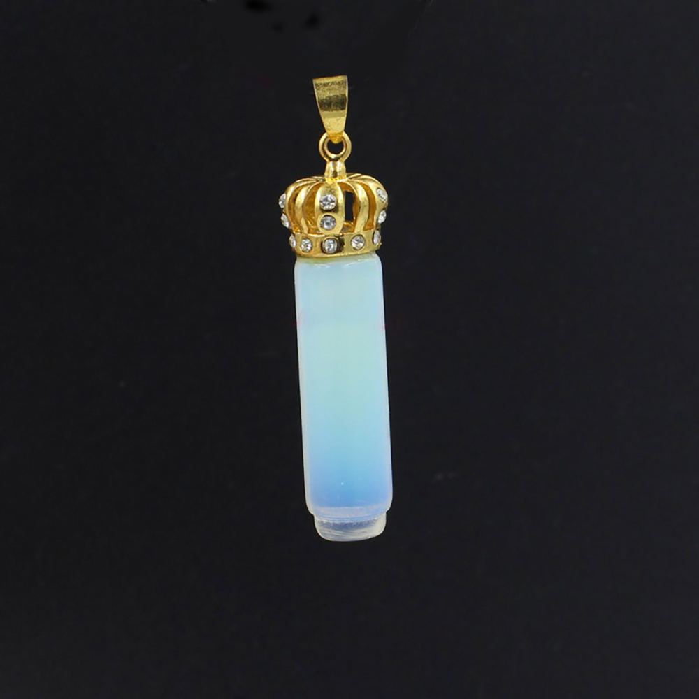 Natural Crystal Cylinder Point  Gold Crown Pendant  Necklace