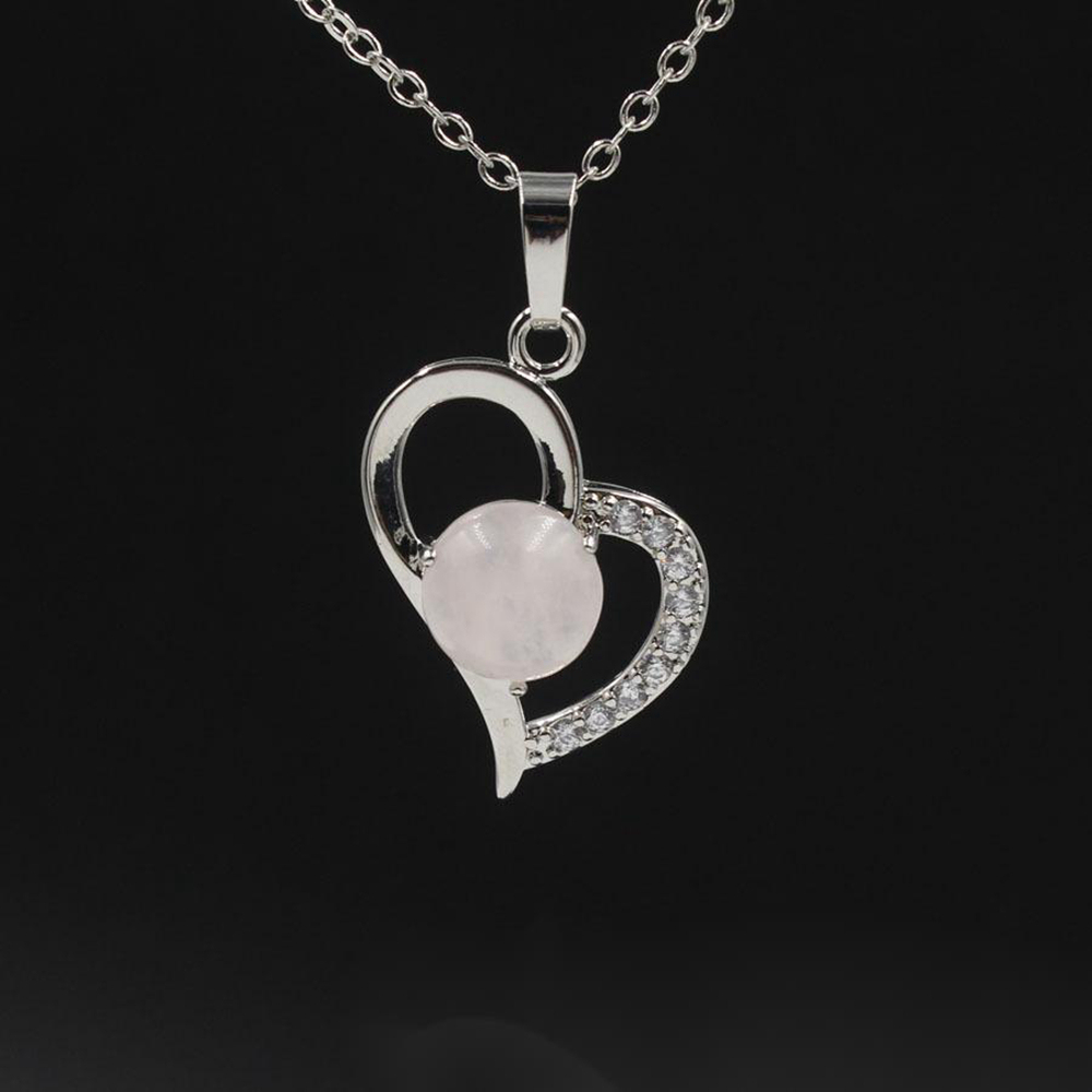 Infinity Love Heart Pendant Necklace for Women Girl Birthstone Crystal Chakra Yoga Jewelry Available in Various Colored Stones