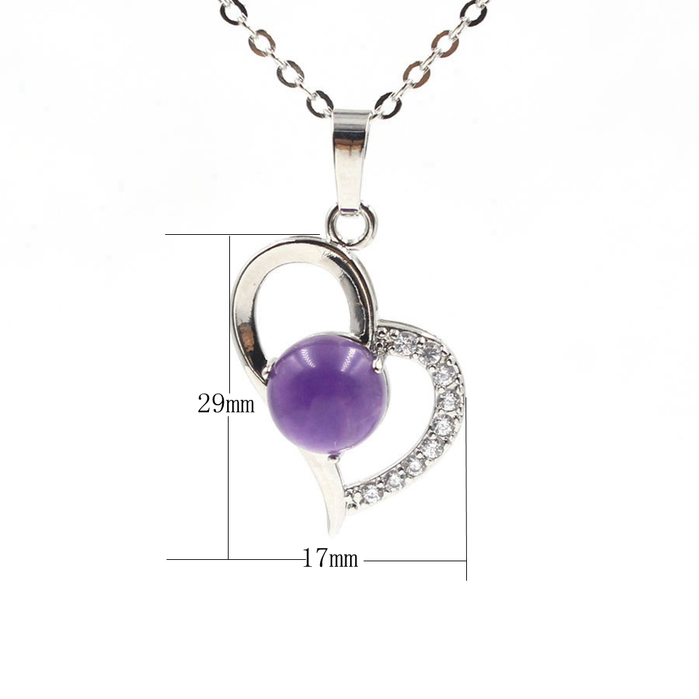 Infinity Love Heart Pendant Necklace for Women Girl Birthstone Crystal Chakra Yoga Jewelry Available in Various Colored Stones