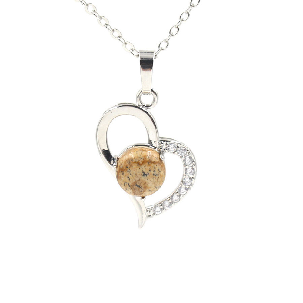 Infinity Love Heart Pendant Necklace for Women Girl Birthstone Crystal Chakra Yoga Jewelry Available in Various Colored Stones