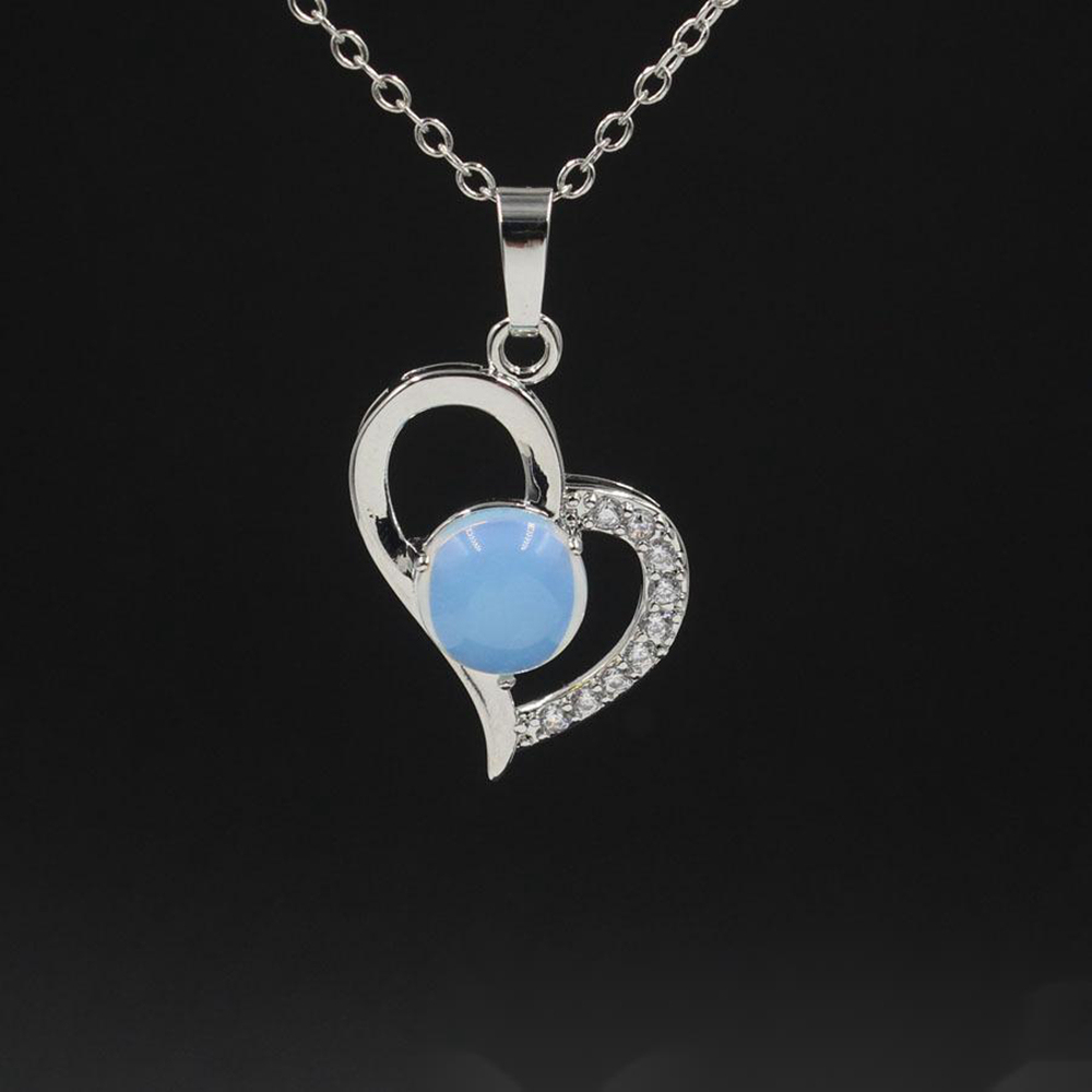 Infinity Love Heart Pendant Necklace for Women Girl Birthstone Crystal Chakra Yoga Jewelry Available in Various Colored Stones