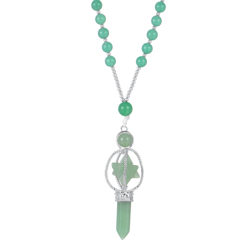 Natural Crystal Rotate Merkaba Star Stone Chakra Pendant Necklace Hexagonal Pointed Energy Reiki Healing Rose Quartz Amethyst