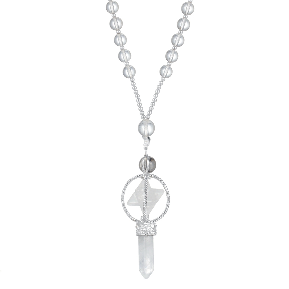 Natural Crystal Rotate Merkaba Star Stone Chakra Pendant Necklace Hexagonal Pointed Energy Reiki Healing Rose Quartz Amethyst