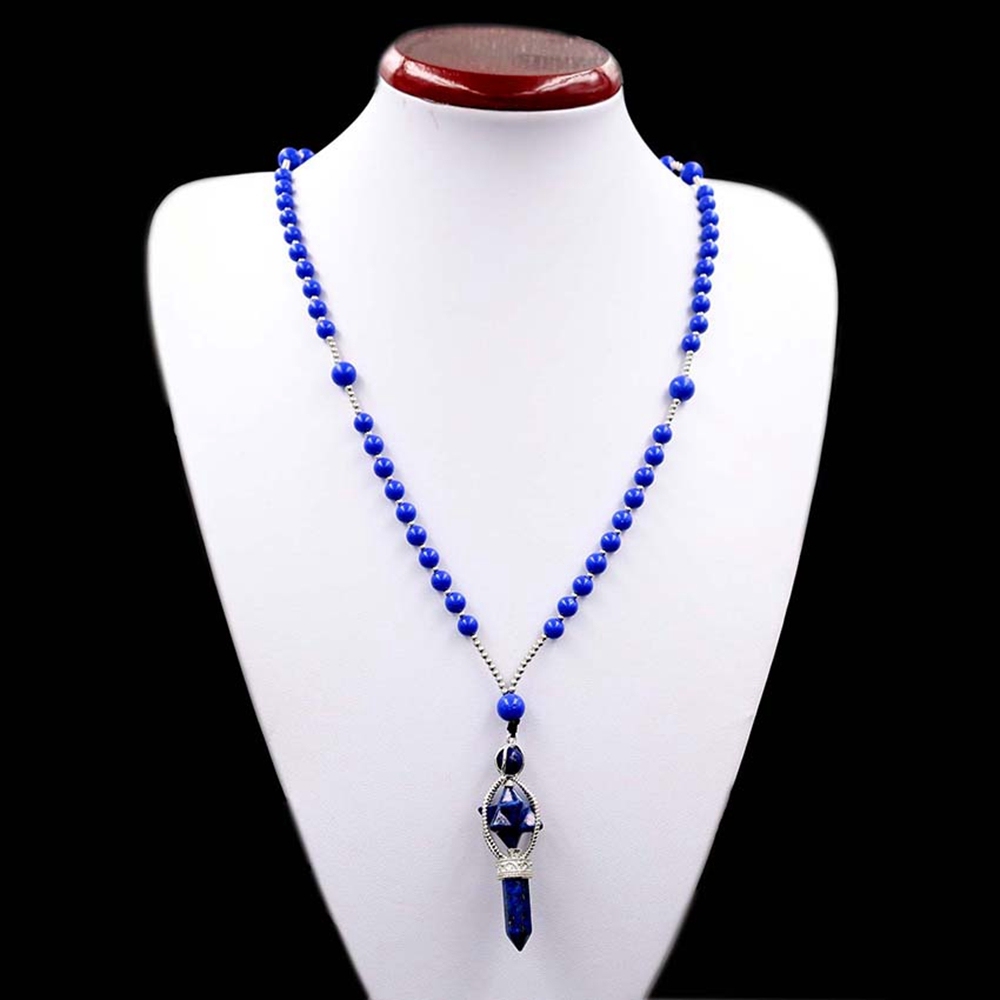 Natural Crystal Rotate Merkaba Star Stone Chakra Pendant Necklace Hexagonal Pointed Energy Reiki Healing Rose Quartz Amethyst
