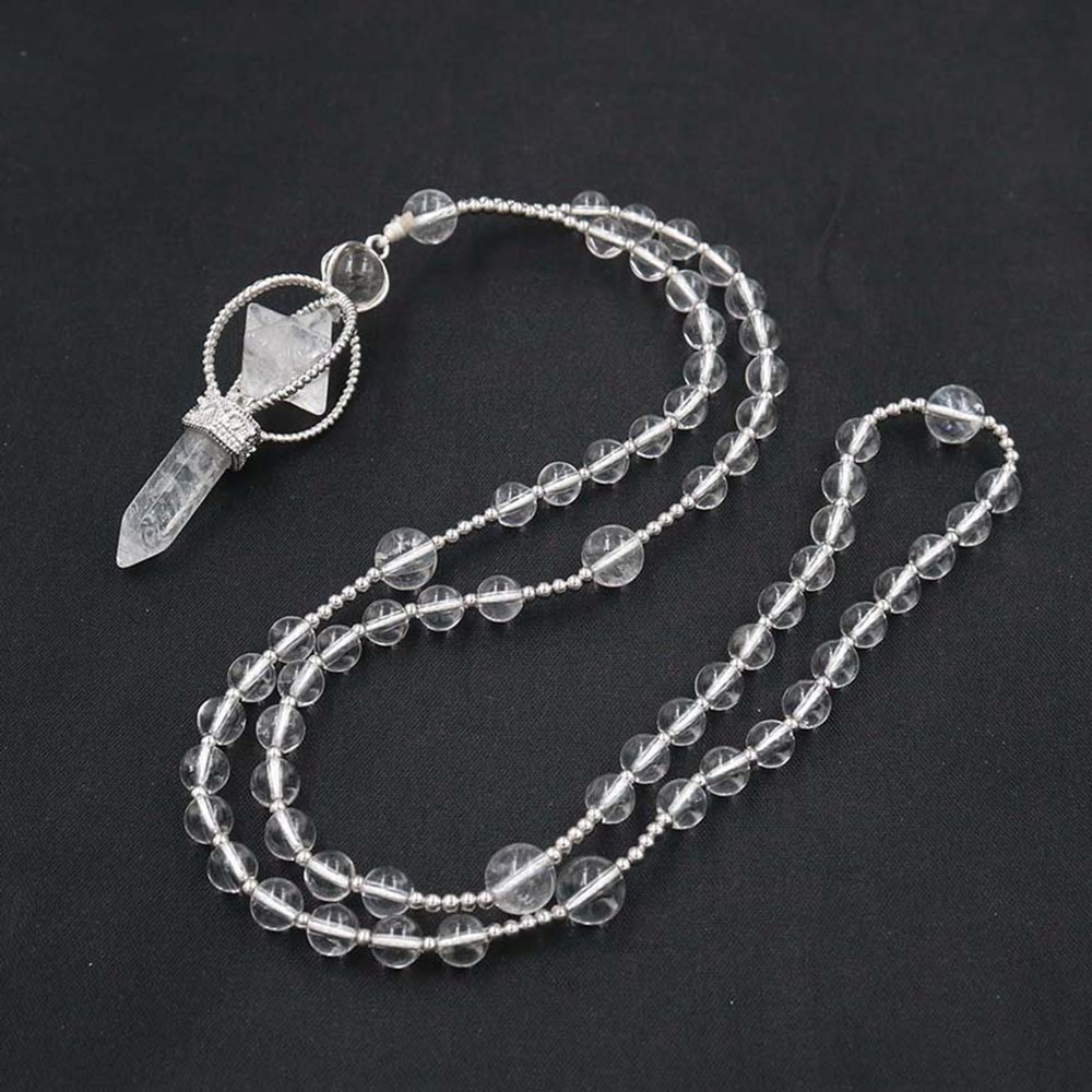 Natural Crystal Rotate Merkaba Star Stone Chakra Pendant Necklace Hexagonal Pointed Energy Reiki Healing Rose Quartz Amethyst
