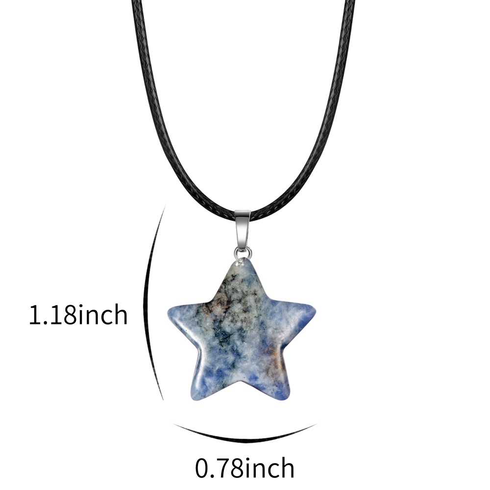 Natural Healing Crystal Stone Star Pendant Necklace Reiki Gemstones Pendant Necklaces for Womens Mens
