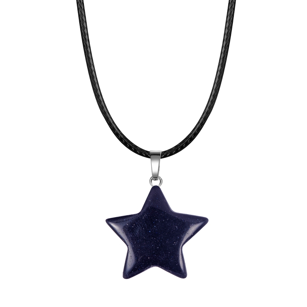Natural Healing Crystal Stone Star Pendant Necklace Reiki Gemstones Pendant Necklaces for Womens Mens